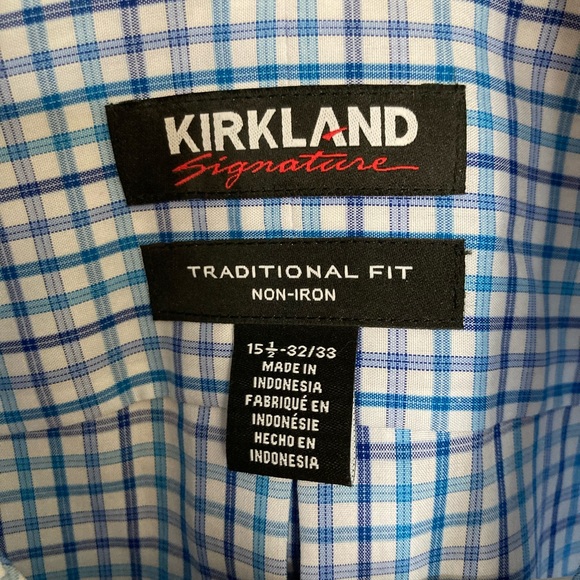 Camicia Abito Uomo Kirkland Signature Grigia Traditional Fit Non-Iron Taglia 16.5 32/33